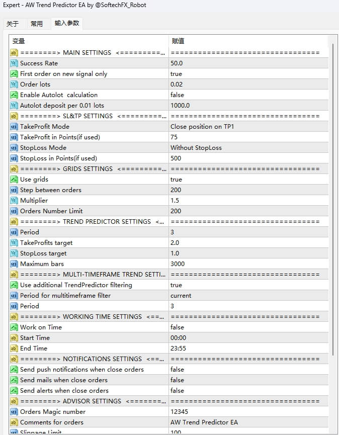 AW Trend Predictor EA MT4