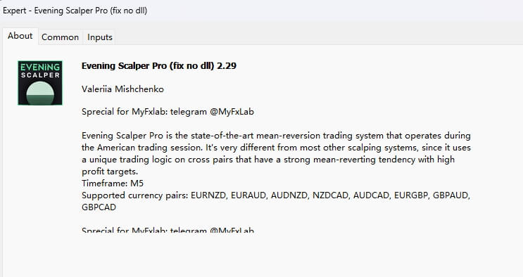 Evening Scalper Pro MT4 V2.29 Fix