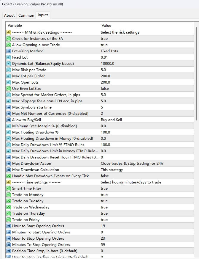 Evening Scalper Pro MT4 V2.29 Fix