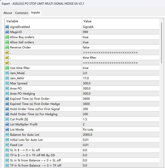ASELOLE PO STOP LIMIT MULTI SIGNAL HEDGE EA V2.1