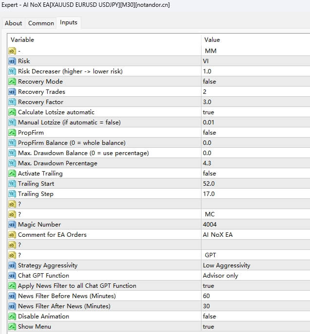 AI NoX EA[XAUUSD EURUSD USDJPY][M30]