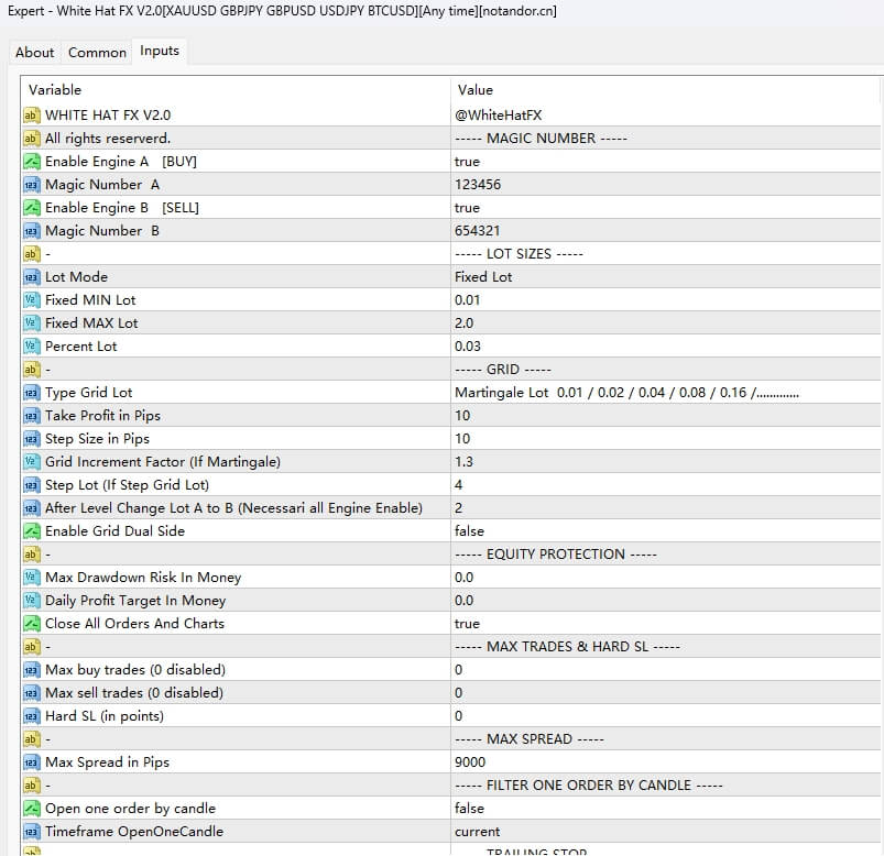 White Hat FX V2.0[XAUUSD GBPJPY GBPUSD USDJPY BTCUSD][Any time]