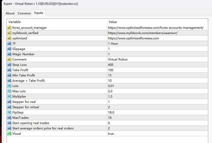 Virtual Robot v 1.10[EURUSD][H1]