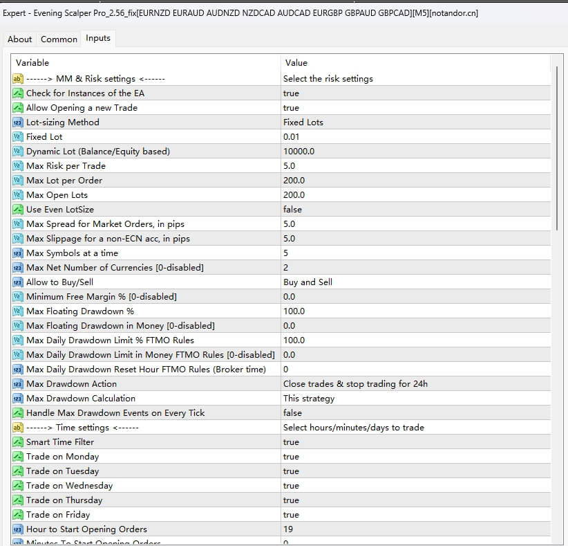 Evening Scalper Pro V2.56 EAEvening Scalper Pro_2.56_fix[EURNZD EURAUD AUDNZD NZDCAD AUDCAD EURGBP GBPAUD GBPCAD][M5]