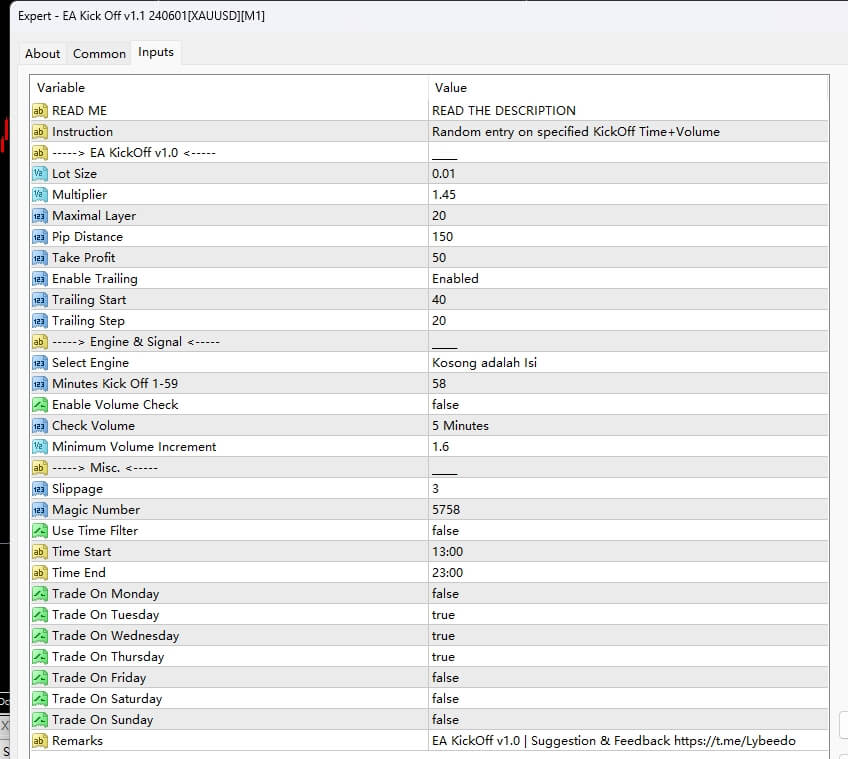 EA Kick Off v1.1 240601[XAUUSD][M1]