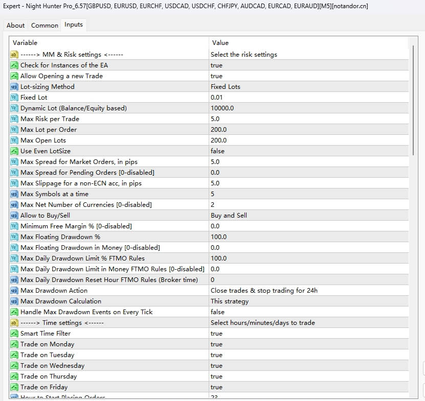 Night Hunter Pro_6.57[GBPUSD, EURUSD, EURCHF, USDCAD, USDCHF, CHFJPY, AUDCAD, EURCAD, EURAUD][M5]